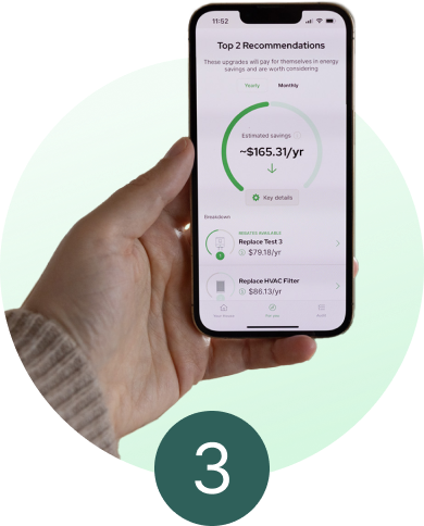 Recommendations in app with annual savings displayed