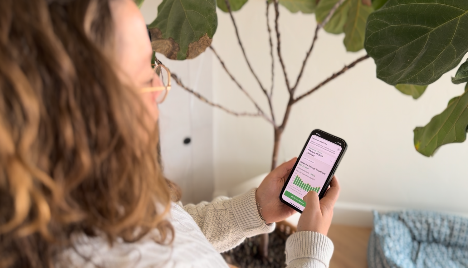 View of energy savings in the HomeBoost app